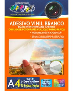 Adesivo Vinil Branco A4 120g/m² Pacote c/10 fls Off Paper