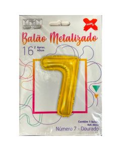 Balão Metalizado Número 7 Dourado Make+