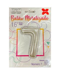 Balão Metalizado Número 7 Prata Make+