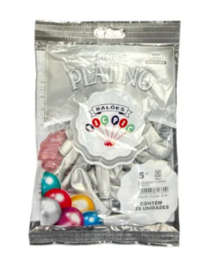 Bexiga Platino nº5 Prata pacote c/ 25 un Pic Pic