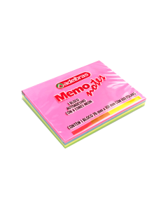 Bloco Adesiva 76mm x 101mm 4 Cores Neon Adelbras