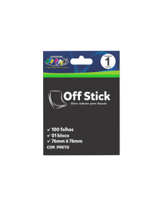 Bloco Auto-Adesivo 76mm x 76mm Preto Off Paper
