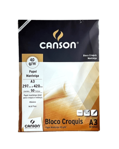 Bloco Croquis Manteiga A3 40g Canson