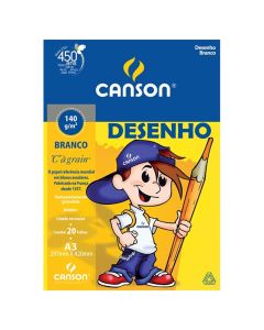 Bloco Desenho A3 Branco 140g 20 folhas Canson