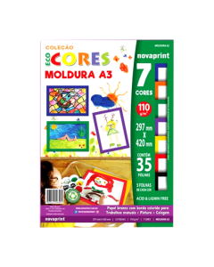 Bloco Eco Cores Moldura Decorada A3 7 Estampas 32 fls 110g Novaprint