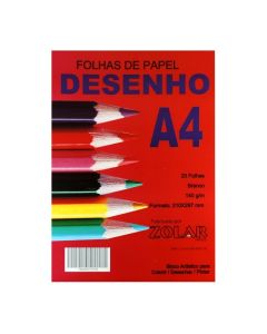 Bloco para Desenho A4 Branco 140g 20 Folhas Zolar