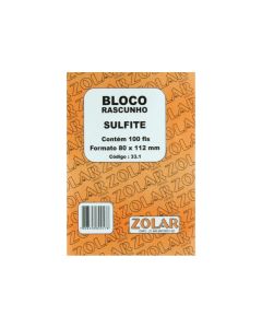 Bloco Rascunho Sulfite 80mm x 112mm 100 Folhas Zolar