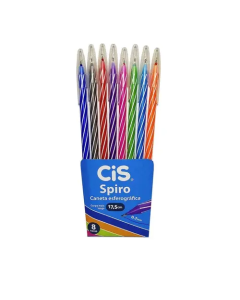 Caneta Esferográfica Cis Spiro 0.7mm Cartela com 8 unidades