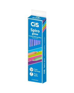 Caneta Esferográfica Cis Spiro 0.7mm Glow Azul Cis Caixa c/ 12 un
