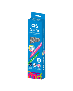 Caneta Esferográfica Cis Spiro 0.7mm Glow Preta Cis Caixa / 12 un