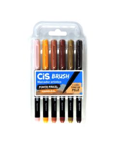 Caneta Hidrográfica Cis Brush 6 Cores Tons de Pele