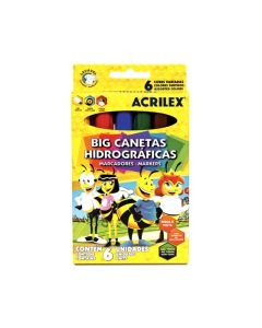 Caneta Hidrográfica Jumbo Big 6 Cores Acrilex