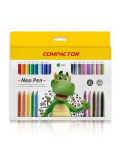 Caneta Hidrográfica Neo-Pen Gigante 24 Cores Compactor
