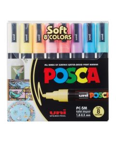 Caneta Posca PC-5M 8 Cores Soft Pastel Uni-ball