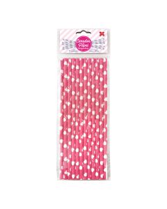 Canudo de Papel 6mm x 200mm Corações Pink 12 un Make+