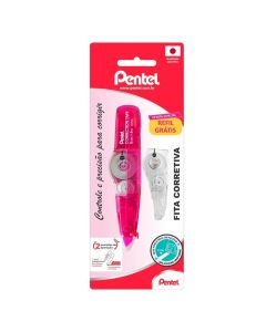 Corretivo em Fita 5mm x 6m com Refil ZTP205R-S Rosa Pentel