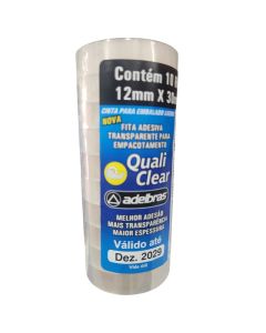 Fita Adesiva 12mm x 30m Transparente Adelbras Pt c/10 un