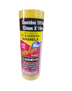 Fita Adesiva Colorida 12mm x 10m Amarela Adelbras Pt c/10 un
