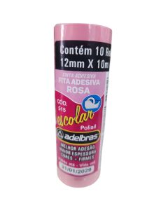 Fita Adesiva Colorida 12mm x 10m Rosa Adelbras Pt c/10 un