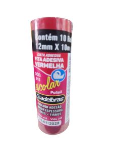 Fita Adesiva Colorida 12mm x 10m Vermelha Adelbras Pt c/10 un