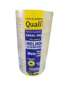 Fita Adesiva Cristal 48mm x 100m Polipropileno Adelbras Pt c/4 un