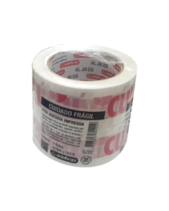 Fita Adesiva Cuidado Frágil 48mm x 100m Adelbras PT c/ 2 un