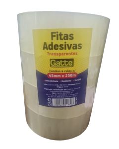 Fita Adesiva Transparente 48mm x 250m Gatte PT c/4 un