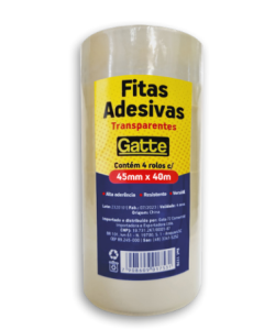 Fita Adesiva Transparente 45mm x 40m Gatte PT c/4 un