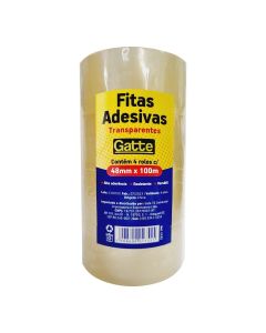 Fita Adesiva Transparente 48mm x 100m Gatte PT c/4 un