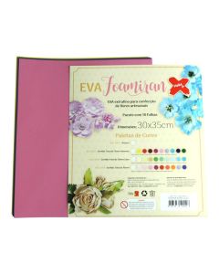 Folha de EVA Foamiran 30cm x 35cm Tons de Flores Intensas Make+ 10 un