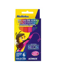 Giz de Cera com Glitter 6 Cores Acrilex