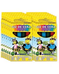 Giz de Cera Fino 6 Cores Acrilex PT c/ 12 unidades