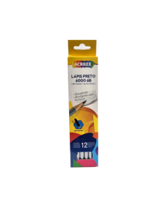 Lápis Preto 6B Nº2 Classic Acrilex CX c/ 12 un
