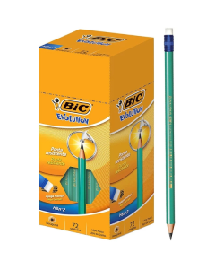 Lápis Preto Bic Evolution HB nº2 com Borracha Caixa c/ 72 un