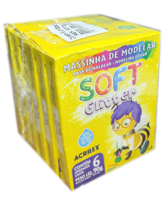 Massinha de Modelar 6 Cores Soft Glitter Acrilex PT c/6 un