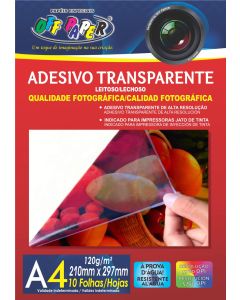 Papel Adesivo Transparente A4 120g Pacote c/ 10 fls Off Paper