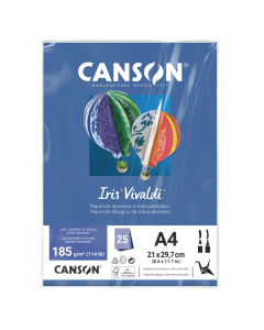 Papel Canson Iris Vivaldi A4 185g Azul Marinho 25 Folhas