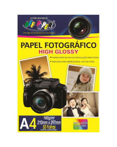 Papel Fotográfico High Glossy A4 180g Pacote c/ 50 fls Off paper
