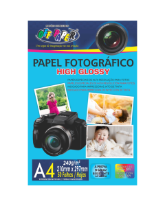 Papel Fotográfico High Glossy A4 240g Pacote c/ 50 fls Off Paper