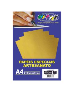 Papel Lamicote A4 250g Ouro Off Paper 10 Folhas