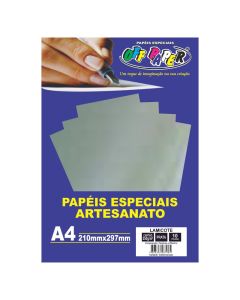 Papel Lamicote A4 250g Prata Off Paper 10 Folhas