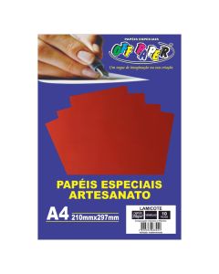 Papel Lamicote A4 250g Vermelho Off Paper 10 Folhas