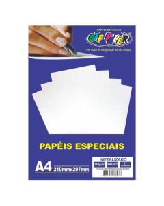 Papel Metalizado A4 150g Branco Off Paper 15 Folhas