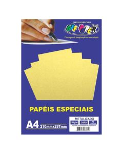 Papel Metalizado A4 150g Ouro Off Paper 15 Folhas