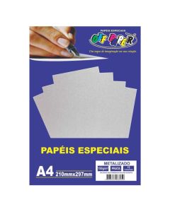 Papel Metalizado A4 150g Prata Off Paper 15 Folhas