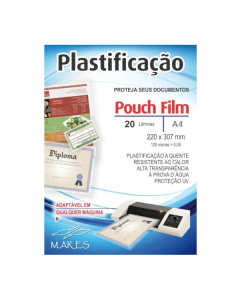 Plástico p/ Plastificação 220x307x005 Pouch Film Mares - PT c/20 un