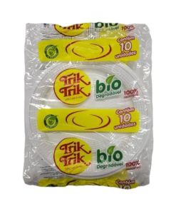 Prato Refeição 22cm Branco Trik Trik - Pt c/10 Un