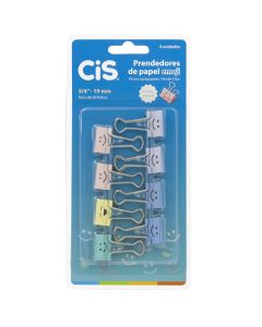 Prendedor de Papel 19mm c/ 8 un Emoji Cis