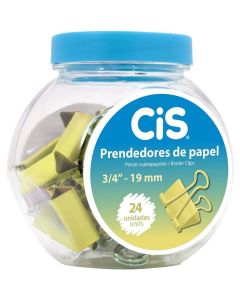 Prendedor de Papel 19mm Metálico Ouro Gold Cis Pote c/ 24 un