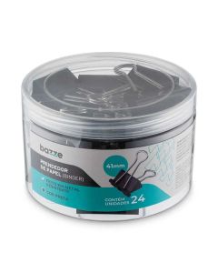 Prendedor de Papel 41mm Binder Preto Bazze PT c/ 24 un